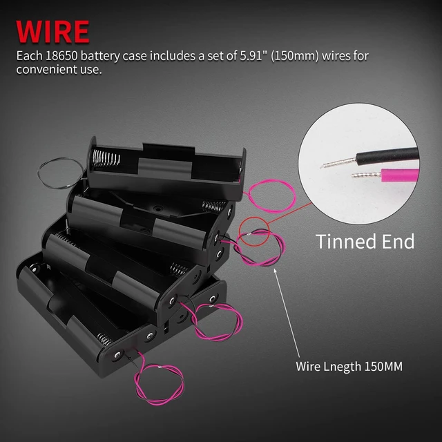 Alt view image 5 of 6 - 18650 Battery Holder with Wire 3.7V,7.4V, 11.1V, 14.8V 18650 Battery Holder Box 2 for Each Type -Total 8Pcs