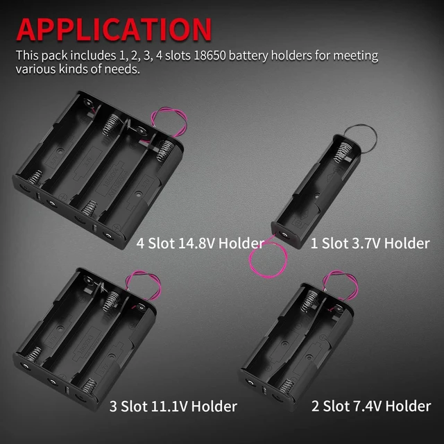 Alt view image 6 of 6 - 18650 Battery Holder with Wire 3.7V,7.4V, 11.1V, 14.8V 18650 Battery Holder Box 2 for Each Type -Total 8Pcs