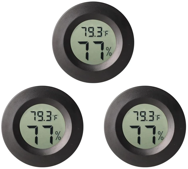 Main image of 3pcs Mini Hygrometer Thermometer Indoor Outdoor Round Humidity Meter | Fahrenheit Celsius Switchable Temperature Gauge Humidity Sensor Monitor for 3D Printer Reptile Jars