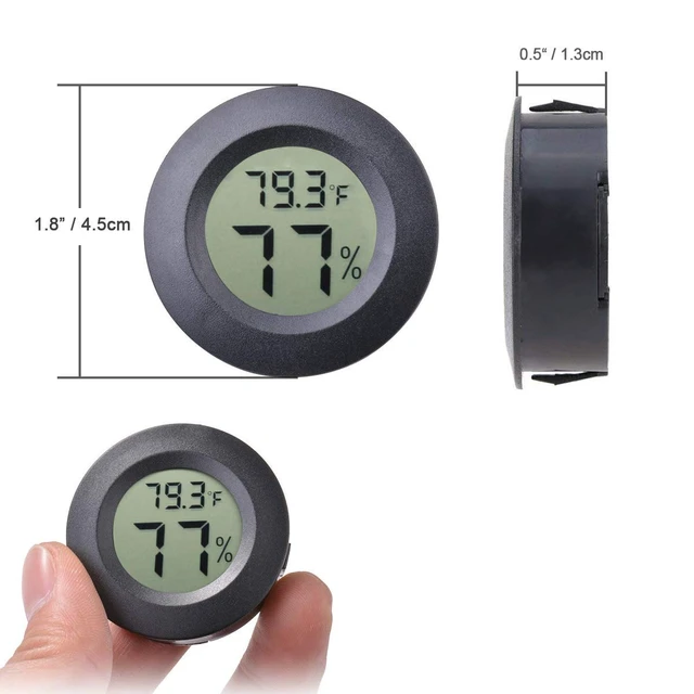 Alt view image 2 of 6 - 3pcs Mini Hygrometer Thermometer Indoor Outdoor Round Humidity Meter | Fahrenheit Celsius Switchable Temperature Gauge Humidity Sensor Monitor for 3D Printer Reptile Jars