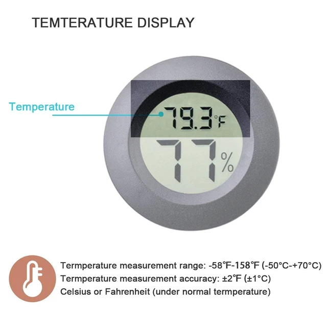 Alt view image 5 of 6 - 3pcs Mini Hygrometer Thermometer Indoor Outdoor Round Humidity Meter | Fahrenheit Celsius Switchable Temperature Gauge Humidity Sensor Monitor for 3D Printer Reptile Jars