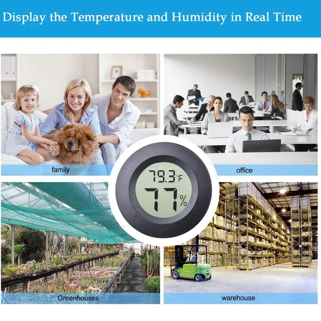 Alt view image 6 of 6 - 3pcs Mini Hygrometer Thermometer Indoor Outdoor Round Humidity Meter | Fahrenheit Celsius Switchable Temperature Gauge Humidity Sensor Monitor for 3D Printer Reptile Jars