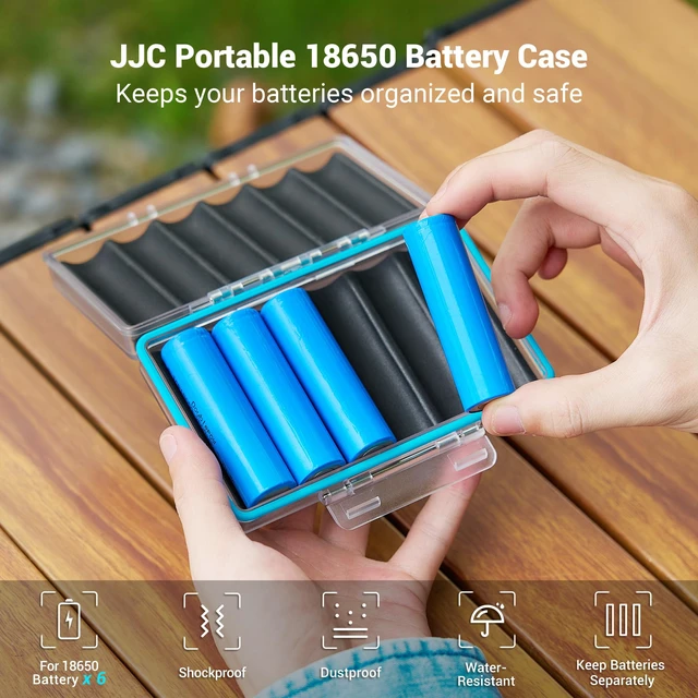 Alt view image 2 of 7 - 18650 Battery Case Holder, Storage Organizer for 6 x 18650 Batteries | Hard PC Shell with Snap Closure, Molded EVA Interior, Water-Resistant & Dustproof, Compact to Carry