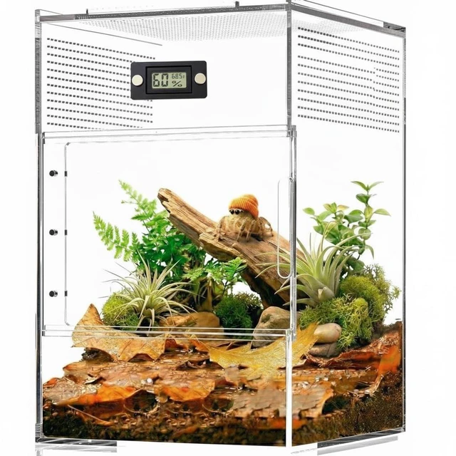 Alt view image 3 of 7 - 2 Pcs Magnetic Reptile Thermometer and Humidity Gauge Temperature and Humidity Monitor for Jumping Spider and Reptile Tank Mini Digital Hygrometer(Round)