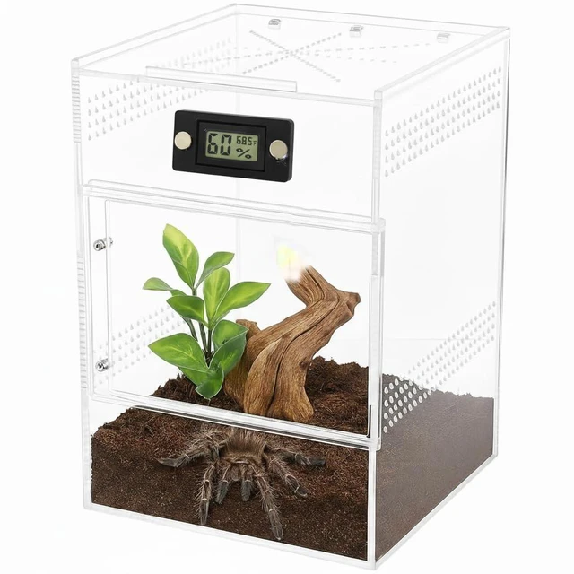Alt view image 6 of 7 - 2 Pcs Magnetic Reptile Thermometer and Humidity Gauge Temperature and Humidity Monitor for Jumping Spider and Reptile Tank Mini Digital Hygrometer(Round)