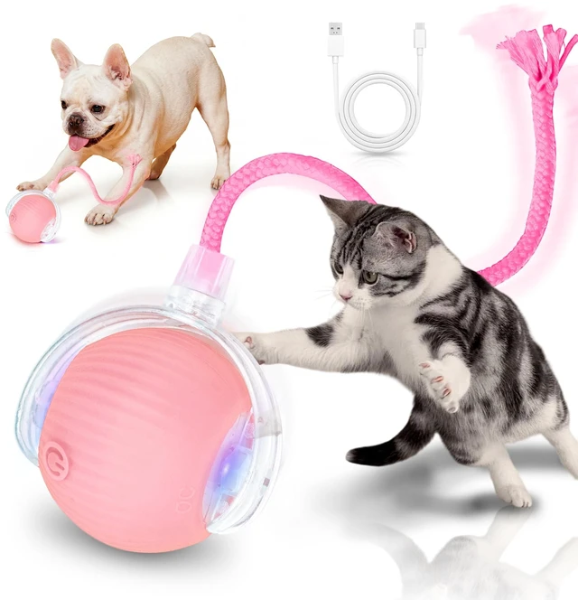 Main image of Cat Toys for Indoor Cats Smart Automatic Ball Moving Chase Dogs Toy, Pink | Ball Rolling for Bored Kitten Pet, Upgraded Speedy Moving Chase Dogs Toy