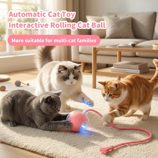 Alt view image 6 of 7 - Cat Toys for Indoor Cats Smart Automatic Ball Moving Chase Dogs Toy, Pink | Ball Rolling for Bored Kitten Pet, Upgraded Speedy Moving Chase Dogs Toy