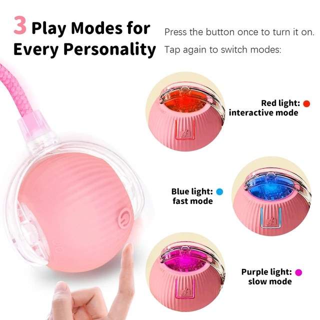 Alt view image 5 of 7 - Cat Toys for Indoor Cats Smart Automatic Ball Moving Chase Dogs Toy, Pink | Ball Rolling for Bored Kitten Pet, Upgraded Speedy Moving Chase Dogs Toy