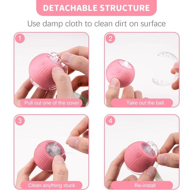 Alt view image 7 of 7 - Cat Toys for Indoor Cats Smart Automatic Ball Moving Chase Dogs Toy, Pink | Ball Rolling for Bored Kitten Pet, Upgraded Speedy Moving Chase Dogs Toy
