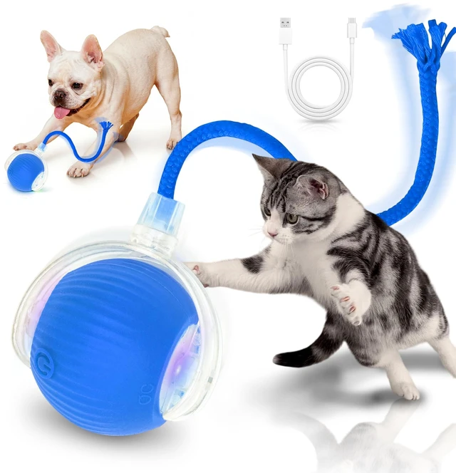 Main image of Cat Toys for Indoor Cats Smart Automatic Bal Moving Chase Dogs Toy, Blue | Ball Rolling for Bored Kitten Pet, Upgraded Speedy Moving Chase Dogs Toy