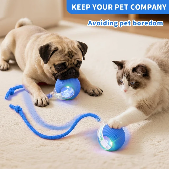 Alt view image 2 of 7 - Cat Toys for Indoor Cats Smart Automatic Bal Moving Chase Dogs Toy, Blue | Ball Rolling for Bored Kitten Pet, Upgraded Speedy Moving Chase Dogs Toy