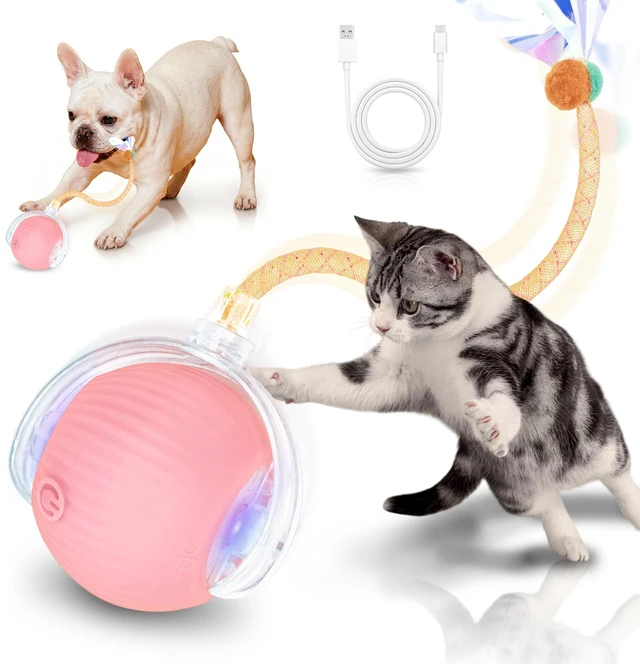 Main image of Cat Toys for Indoor Cats Smart Automatic Ball Moving Chase Dogs Toy, Pink | Ball Rolling for Bored Kitten Pet, Upgraded Speedy Moving Chase Dogs Toy