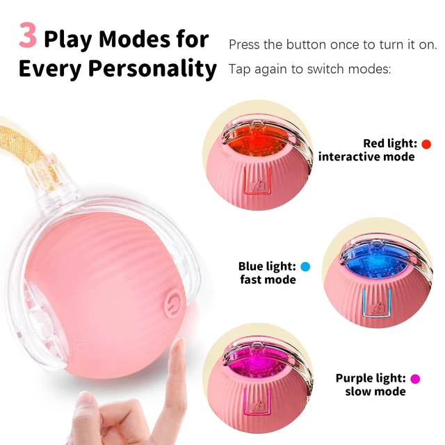 Alt view image 5 of 7 - Cat Toys for Indoor Cats Smart Automatic Ball Moving Chase Dogs Toy, Pink | Ball Rolling for Bored Kitten Pet, Upgraded Speedy Moving Chase Dogs Toy