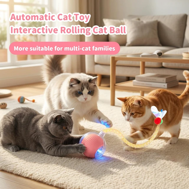 Alt view image 6 of 7 - Cat Toys for Indoor Cats Smart Automatic Ball Moving Chase Dogs Toy, Pink | Ball Rolling for Bored Kitten Pet, Upgraded Speedy Moving Chase Dogs Toy