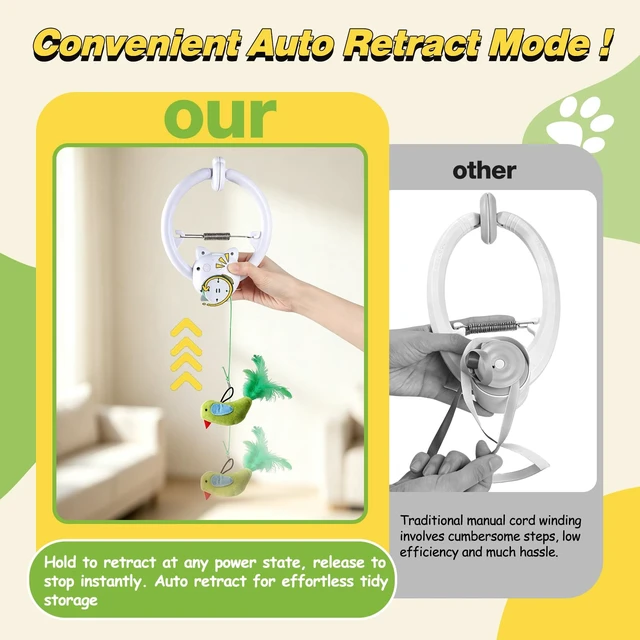 Alt view image 5 of 7 - Interactive Cat Toy, Hanging Cat Toys with Cat Laser, Remote Control Cat Toys for Indoor Cats, 3 Play Modes & USB Rechargeable Cat Toys for Kitten & Adult Cats