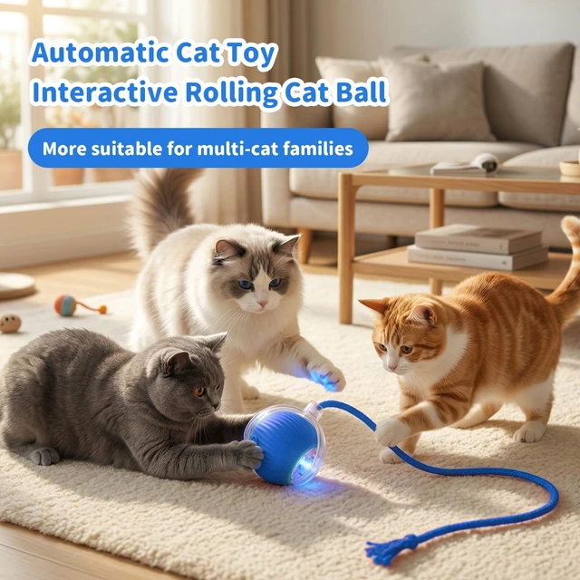 Alt view image 6 of 7 - Cat Toys for Indoor Cats Smart Automatic Bal Moving Chase Dogs Toy, Blue | Ball Rolling for Bored Kitten Pet, Upgraded Speedy Moving Chase Dogs Toy