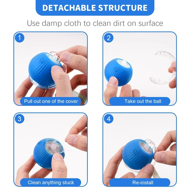 Alt view image 7 of 7 - Cat Toys for Indoor Cats Smart Automatic Bal Moving Chase Dogs Toy, Blue | Ball Rolling for Bored Kitten Pet, Upgraded Speedy Moving Chase Dogs Toy