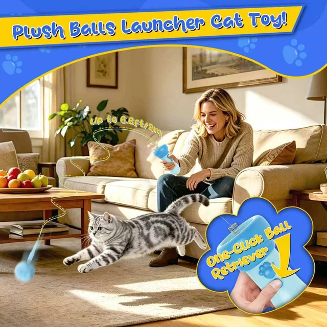 Alt view image 2 of 7 - Interactive Cat Toy for Indoor with Launcher Ball One-Click Recycling | Interactive Hunting Cat Toy for Indoor Bored Kittens & Adult Cats, Reduces Boredom, Stimulates Natural Hunting Instincts