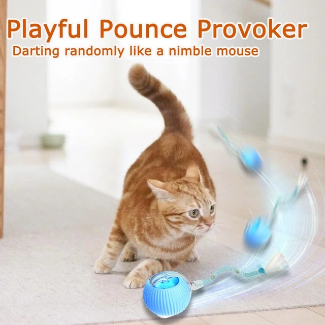 Alt view image 3 of 6 - 1PC Interactive Cat Toys for Indoor Cats,2025 New Generation Interactive Cat Ball Toy with Elastic Mesh Tail,Automatic Cat/Kitten Toys with Chirping & Motion Activate,Cat Toys for Bored Indoor,Gray