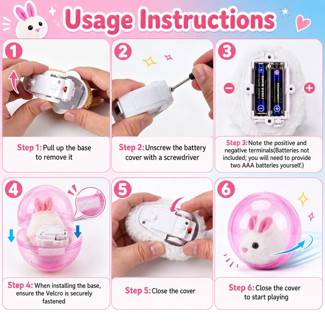 Alt view image 7 of 7 - Automatic Rolling Hamster Ball, Electric Interactive Pet Play Ball, 360° Random Moving Toy for Cat, Dog, Bunny, Kids, Indoor Home Playroom, Travel Use (Pink)