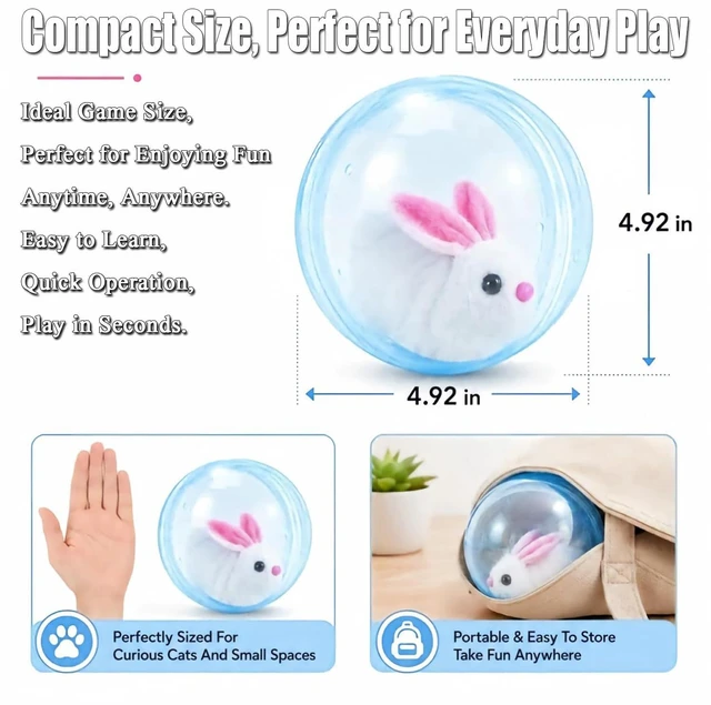 Alt view image 4 of 6 - Rotate 360° Spin Moving Cat Ball - Fun Indoor Interactive Pet Ball | 360° Rotating and Rolling Self-Rolling Interactive Cat Ball Realistic Animal Shapes Blue, Brown Mouse Cute Pet Rotating Toy