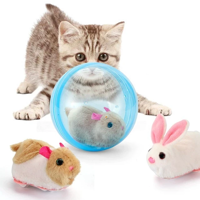 Alt view image 6 of 6 - Rotate 360° Spin Moving Cat Ball - Fun Indoor Interactive Pet Ball | 360° Rotating and Rolling Self-Rolling Interactive Cat Ball Realistic Animal Shapes Blue, Brown Mouse Cute Pet Rotating Toy