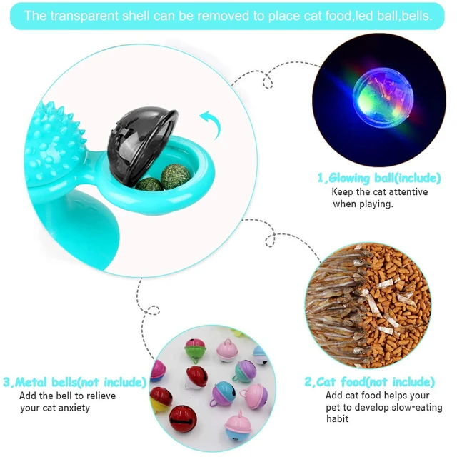 Alt view image 2 of 6 - Interactive Windmill Cat Toys with Catnip : Cat Toys for Indoor Cats Funny Kitten Toys with LED Light Ball Suction CupCat Nip Toy for Cat chew Exercise (Blue)