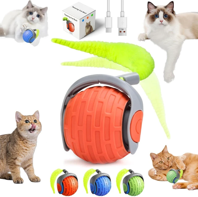 Main image of 2025 New Interactive Cat Ball Toy for Indoor Cats Rotating Ball Toys,Automatic Moving for Bored Indoor Kitten,360°Automatic Rolling Balls Toy Electric Dogs Cat Balls(Orange)