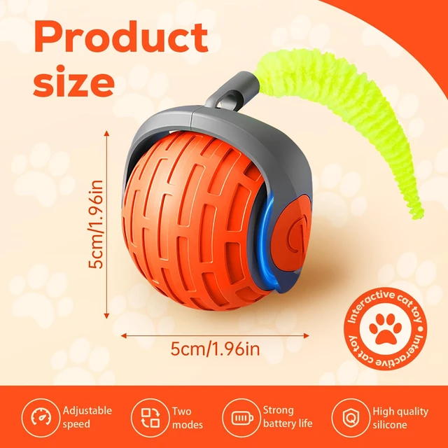 Alt view image 2 of 7 - 2025 New Interactive Cat Ball Toy for Indoor Cats Rotating Ball Toys,Automatic Moving for Bored Indoor Kitten,360°Automatic Rolling Balls Toy Electric Dogs Cat Balls(Orange)