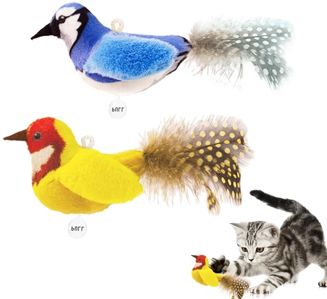 Main image of Interactive Chirping Cat Toys with Catnip and Feather,3.5'',2Pcs | Match with Teaser,Realistic Chirping,Lifelike Bird,Natural Catnip,Indoor Kitty Kitten Exercise,Teething and Kicking
