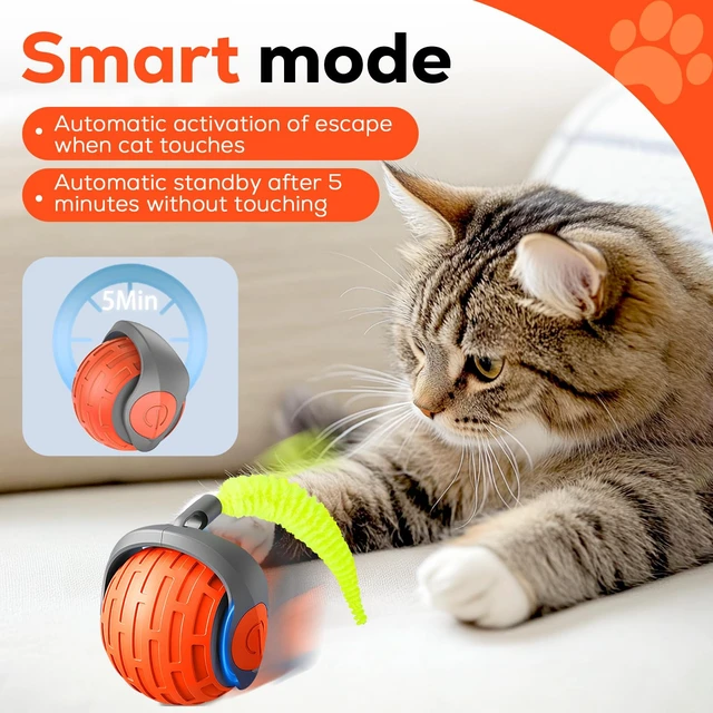 Alt view image 4 of 7 - 2025 New Interactive Cat Ball Toy for Indoor Cats Rotating Ball Toys,Automatic Moving for Bored Indoor Kitten,360°Automatic Rolling Balls Toy Electric Dogs Cat Balls(Orange)