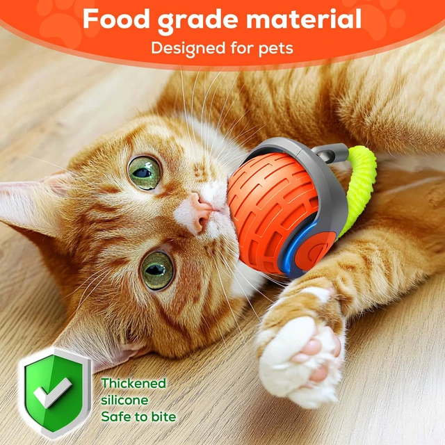 Alt view image 7 of 7 - 2025 New Interactive Cat Ball Toy for Indoor Cats Rotating Ball Toys,Automatic Moving for Bored Indoor Kitten,360°Automatic Rolling Balls Toy Electric Dogs Cat Balls(Orange)