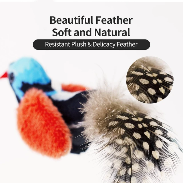 Alt view image 4 of 7 - Interactive Chirping Cat Toys with Catnip and Feather,3.5'',2Pcs | Match with Teaser,Realistic Chirping,Lifelike Bird,Natural Catnip,Indoor Kitty Kitten Exercise,Teething and Kicking