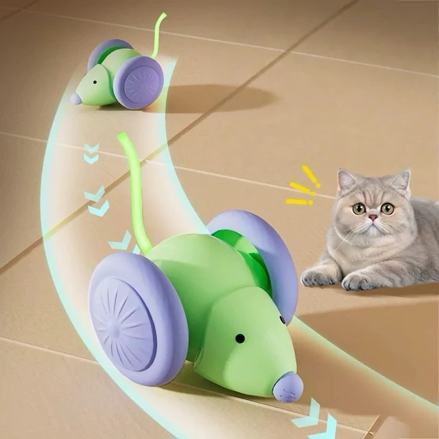 Alt view image 5 of 6 - Interactive Cat Toy, USB Rechargeable Rolling Mouse with LED, Automatic Motion-Activated Chase Toy, Quiet Indoor Exercise for Cats & Kittens