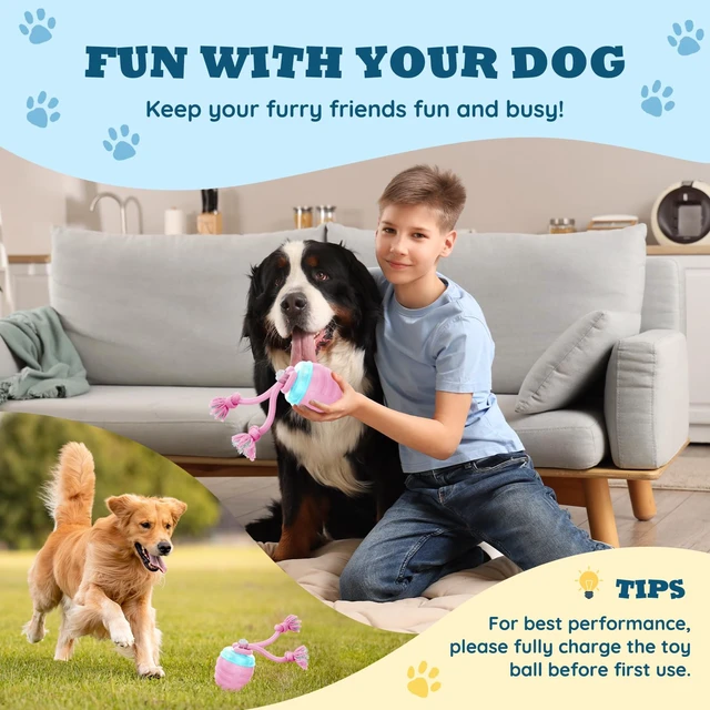 Alt view image 2 of 7 - Interactive Dog Toys Ball - New Upgraded Chase Buddy Dog Toy for Medium/Large Dogs, Automatic Moving and Rolling Dogs Ball for Boredom, USB Rechargeable(Pink)