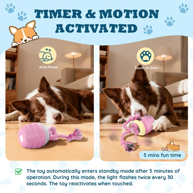 Alt view image 4 of 7 - Interactive Dog Toys Ball - New Upgraded Chase Buddy Dog Toy for Medium/Large Dogs, Automatic Moving and Rolling Dogs Ball for Boredom, USB Rechargeable(Pink)