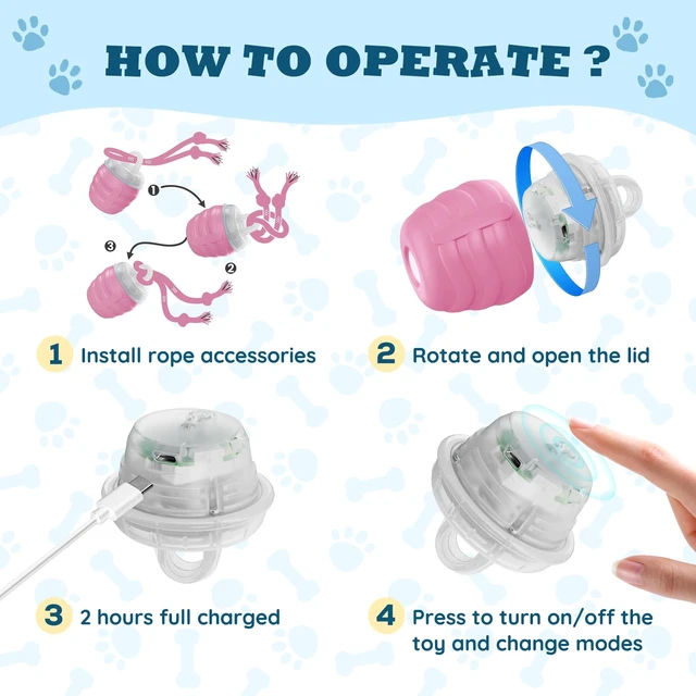 Alt view image 6 of 7 - Interactive Dog Toys Ball - New Upgraded Chase Buddy Dog Toy for Medium/Large Dogs, Automatic Moving and Rolling Dogs Ball for Boredom, USB Rechargeable(Pink)