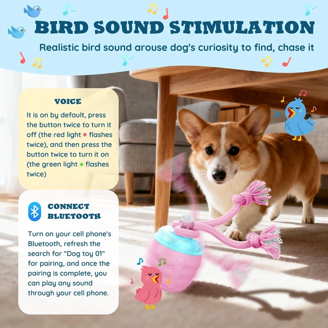 Alt view image 5 of 7 - Interactive Dog Toys Ball - New Upgraded Chase Buddy Dog Toy for Medium/Large Dogs, Automatic Moving and Rolling Dogs Ball for Boredom, USB Rechargeable(Pink)