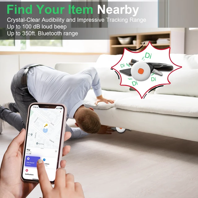 Alt view image 2 of 7 - Air Tracker Air 4 Pack Tag Tracker Tag,IP68 Waterproof Smart Tag Locator Keys Finder and Item Locator,Bluetooth Tracker Item Finders with Find My(iOS Only) Track Your Keys,Wallet (White)