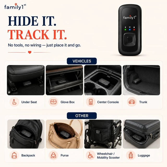 Alt view image 6 of 6 - Portable Automobile GPS Trackers for Vehicles, Cars, Loved Ones, Real Time Tracking App, Up to 30 Days Battery Life, Hidden Tracking for Theft Protection & Subscription Needed.