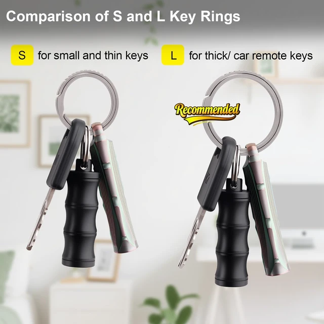 Alt view image 6 of 7 - Titanium Key Rings Heavy Duty Side Push Easy Open Split Keychain Rings | No Nail Damage, Ultra Lightweight Dog Tag Ring, Bulk Keyrings for Car Keys, Hypoallergenic, Never Rusty, EDC Gift for Men