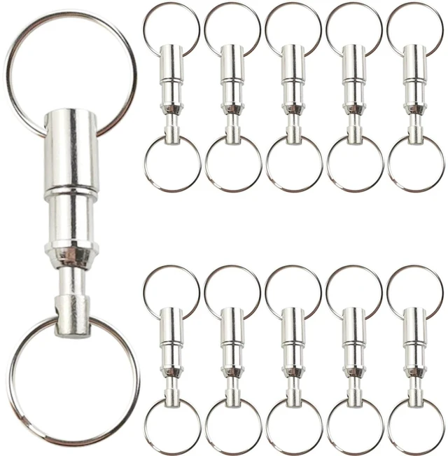 Main image of 11PCS Quick Release Keychain Detachable Pull Apart Key Rings Heavy Duty Dual Split Snap Lock Holder Silver Double Spring Key Accessory