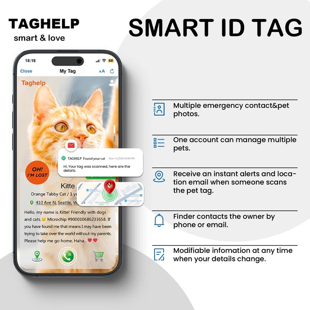 Alt view image 7 of 7 - 2 Pack Breakaway Cat Collar with QR Code & Bell, Reflective Safety Collar with Never-Lost Digital ID Tag, Adjustable 7.5-12.5 Inch for Indoor Outdoor Cats (Purple & Pink)