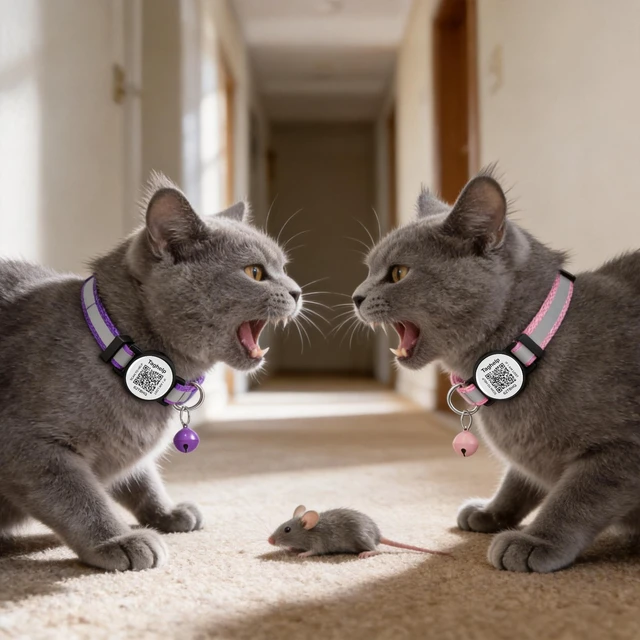 Alt view image 6 of 7 - 2 Pack Breakaway Cat Collar with QR Code & Bell, Reflective Safety Collar with Never-Lost Digital ID Tag, Adjustable 7.5-12.5 Inch for Indoor Outdoor Cats (Purple & Pink)