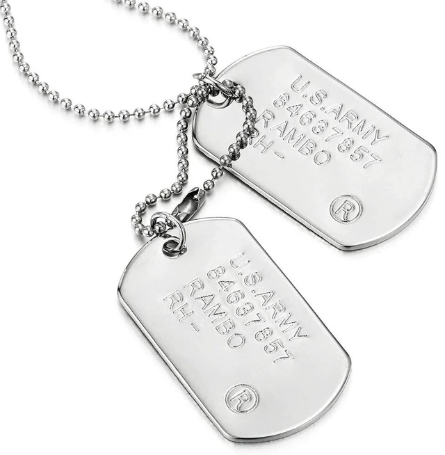 Main image of Men's Military Dog Tag Pendant Necklace With Ball Chain, Polished Double ID Tag Design, Engraved Army-Style Plate, Classic Soldier Gift