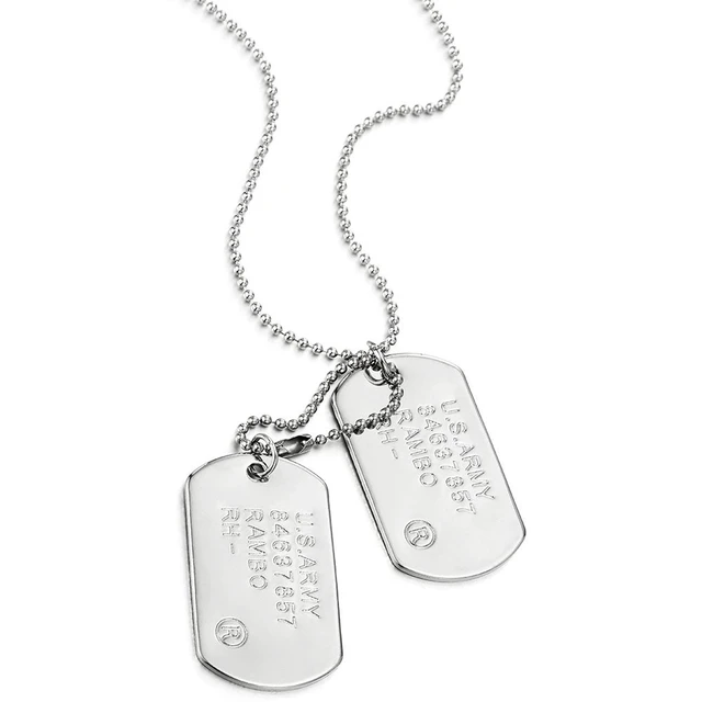 Alt view image 2 of 7 - Men's Military Dog Tag Pendant Necklace With Ball Chain, Polished Double ID Tag Design, Engraved Army-Style Plate, Classic Soldier Gift