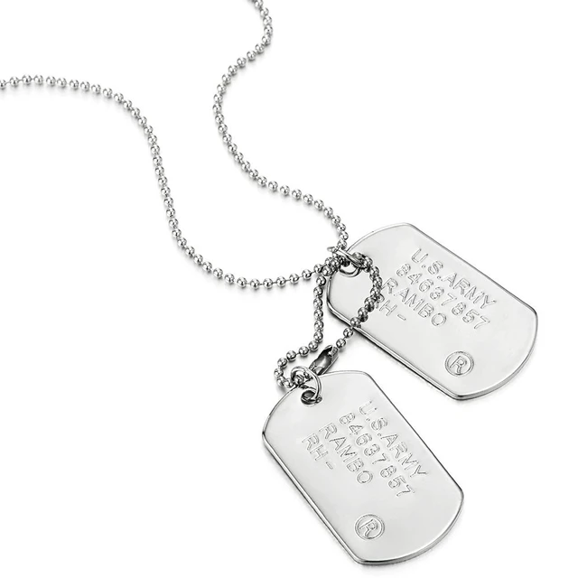 Alt view image 3 of 7 - Men's Military Dog Tag Pendant Necklace With Ball Chain, Polished Double ID Tag Design, Engraved Army-Style Plate, Classic Soldier Gift