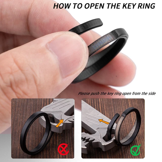 Alt view image 3 of 7 - Titanium Key Chain Rings, Heavy Duty Keychain Rings (Black,K27x2) | Split Keyring for Car Keys, Dog Tags,Carabiner