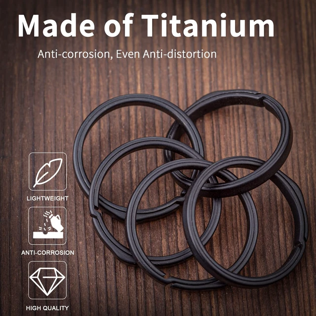 Alt view image 4 of 7 - Titanium Key Chain Rings, Heavy Duty Keychain Rings (Black,K27x2) | Split Keyring for Car Keys, Dog Tags,Carabiner
