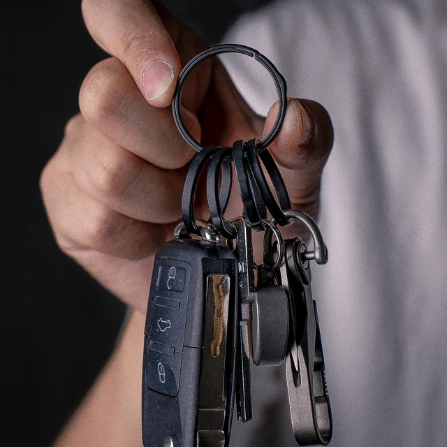 Alt view image 5 of 7 - Titanium Key Chain Rings, Heavy Duty Keychain Rings (Black,K27x2) | Split Keyring for Car Keys, Dog Tags,Carabiner